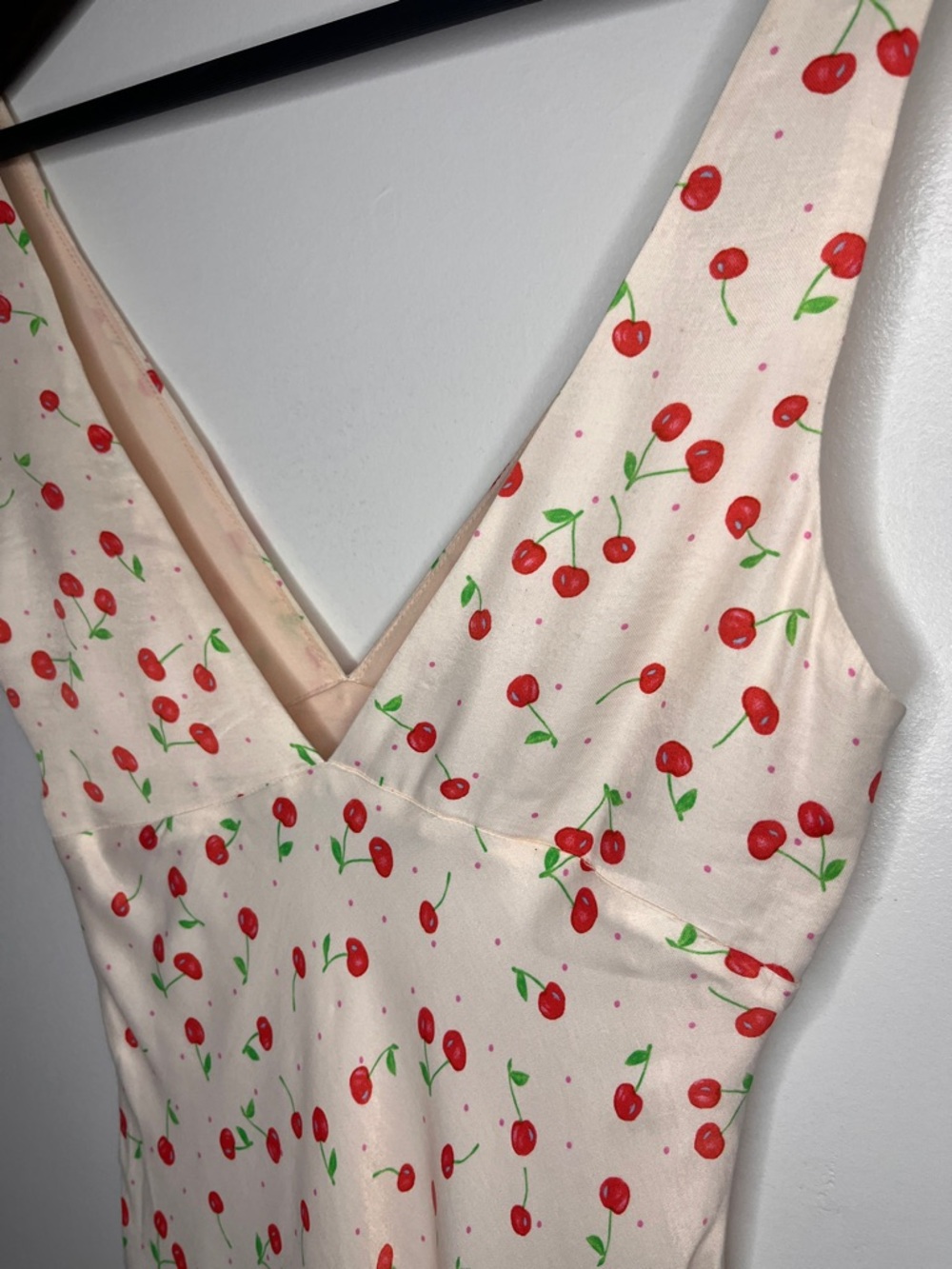 Zara Cherry Print Satin V-Neck Mini Dress USED SIZE XS - Picture 8 of 10